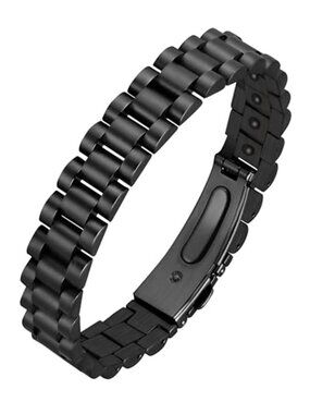 Mens Magnetic Bracelet Hematite Stainless Steel Chain Adjustable Link